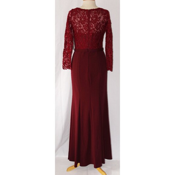 Eva USA #3310 Lace and Jersey Formal Gown-Size M-BURGUNDY NWTags - Picture 3 of 7
